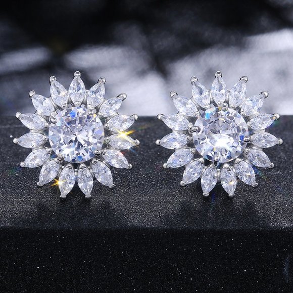 Jewelry - "High Sell Trendy Super Shiny Flower CZ Stud Earrings, FB16FA1161